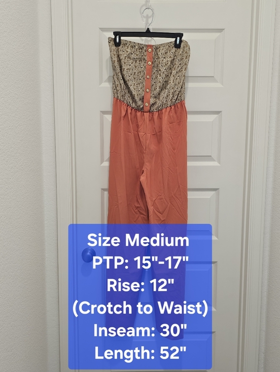 Peppermint Pants - Peppermint Strapless Paisley & Coral Jumpsuit - EUC - Size M